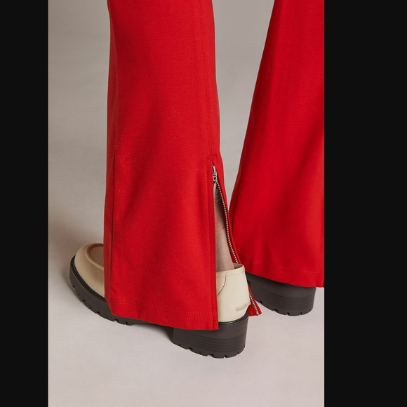 Anthropologie The Sabine Red Pull-On Flare Pants - New - Small - Picture 4 of 6